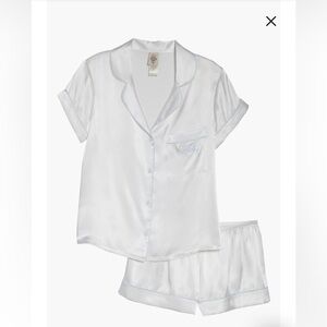 Elegant White Satin Pajama Set